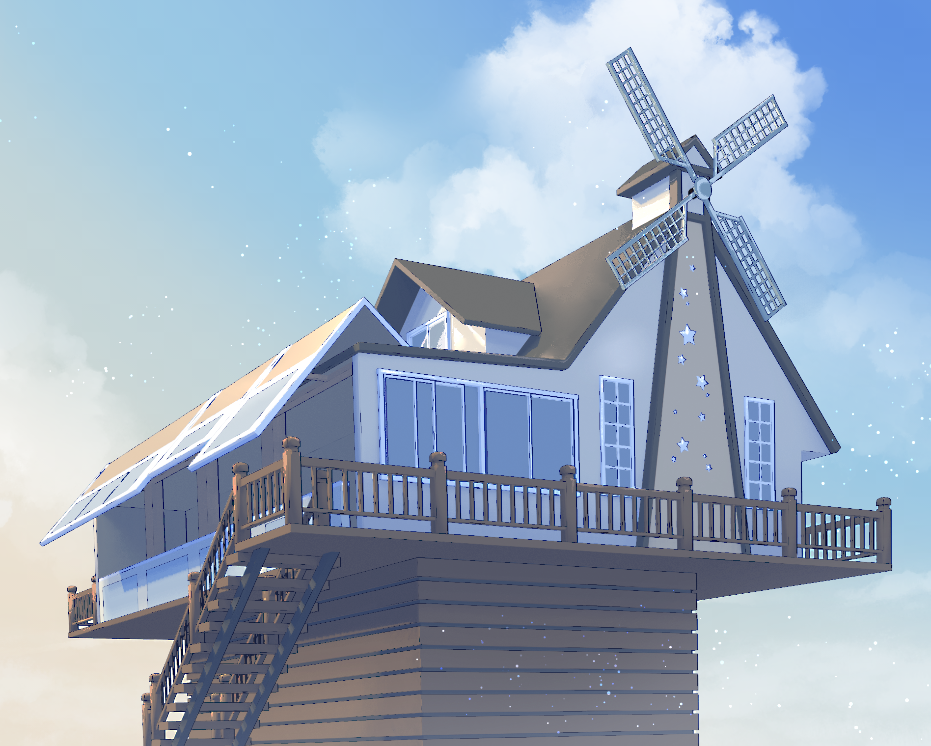 彩色3D漫畫場景-風車 by Thita 希達