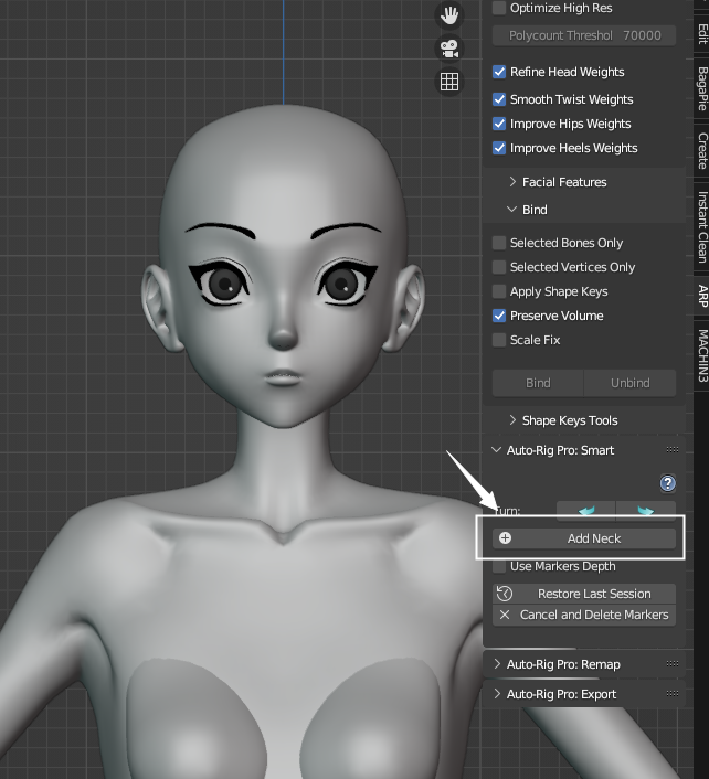 Blender Auto-Rig Pro (ARP)插件 Get Selected Objects 操作截圖