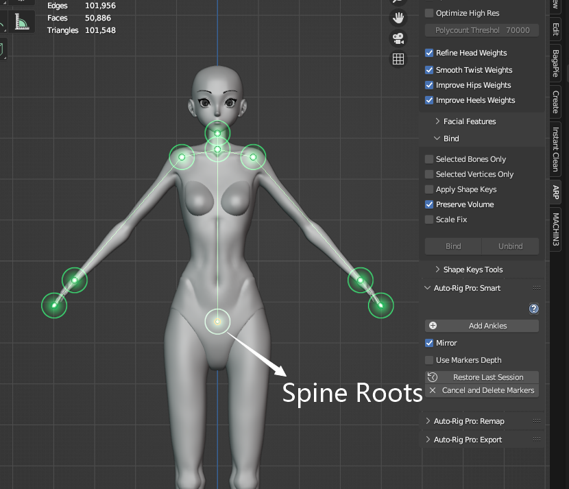 Blender Auto-Rig Pro (ARP)插件 Get Selected Objects 操作截圖