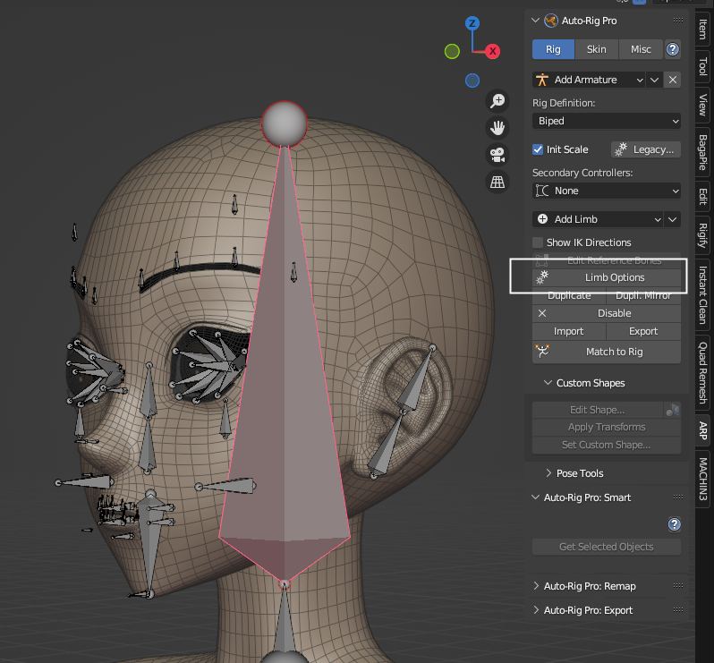 Blender Auto-Rig Pro (ARP)插件 Get Selected Objects 操作截圖