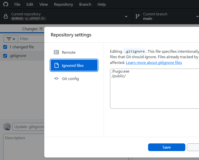 Ignored files　in　Repository settings
